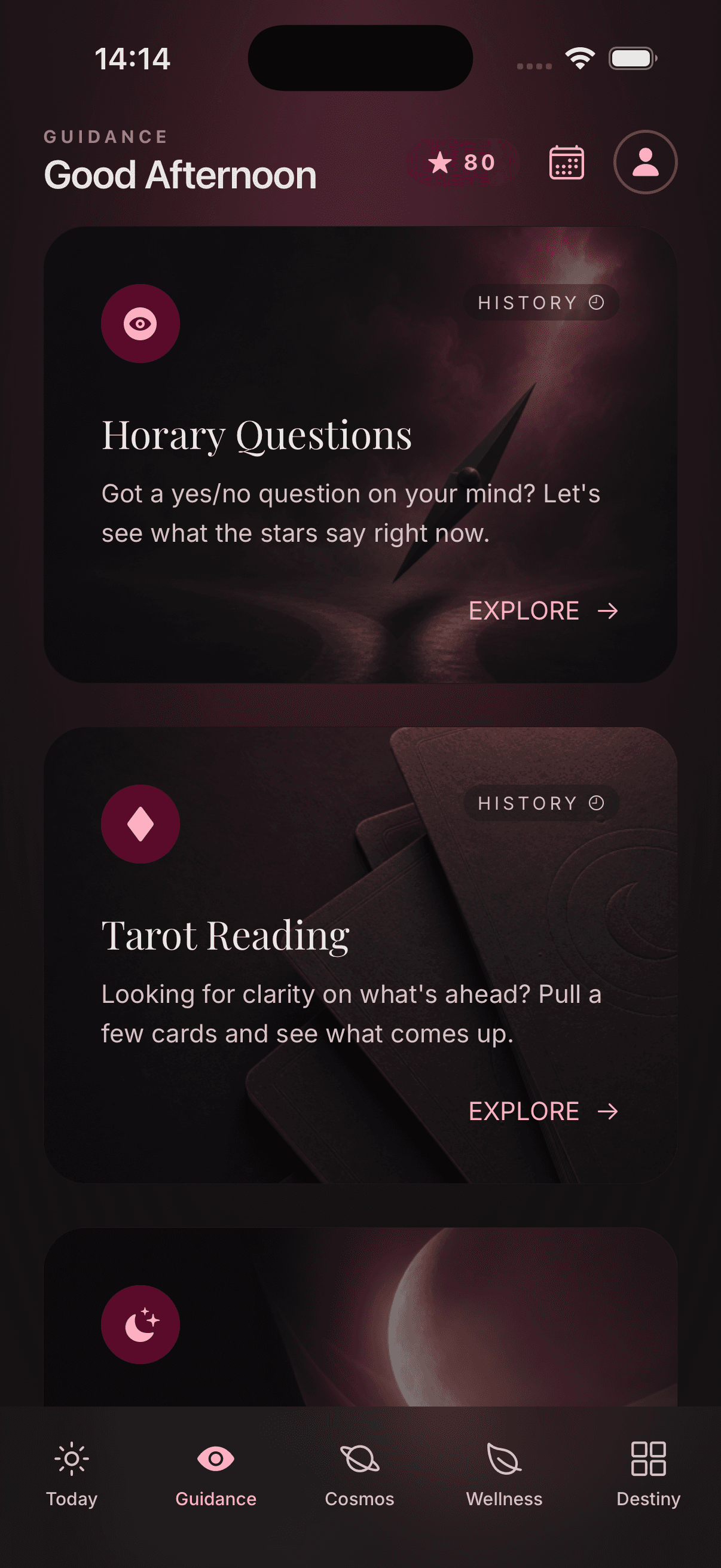 Lunaura guidance screen