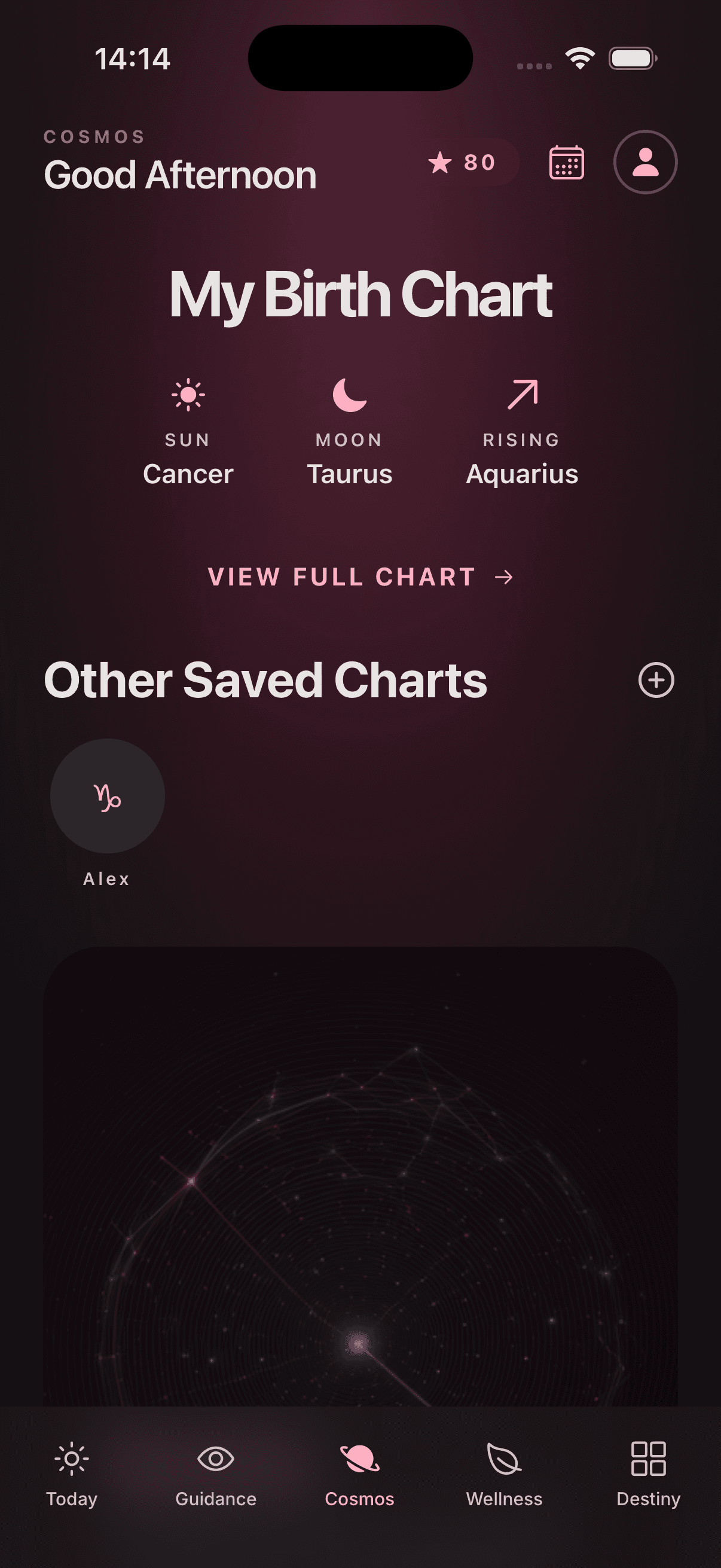 Lunaura birth chart screen