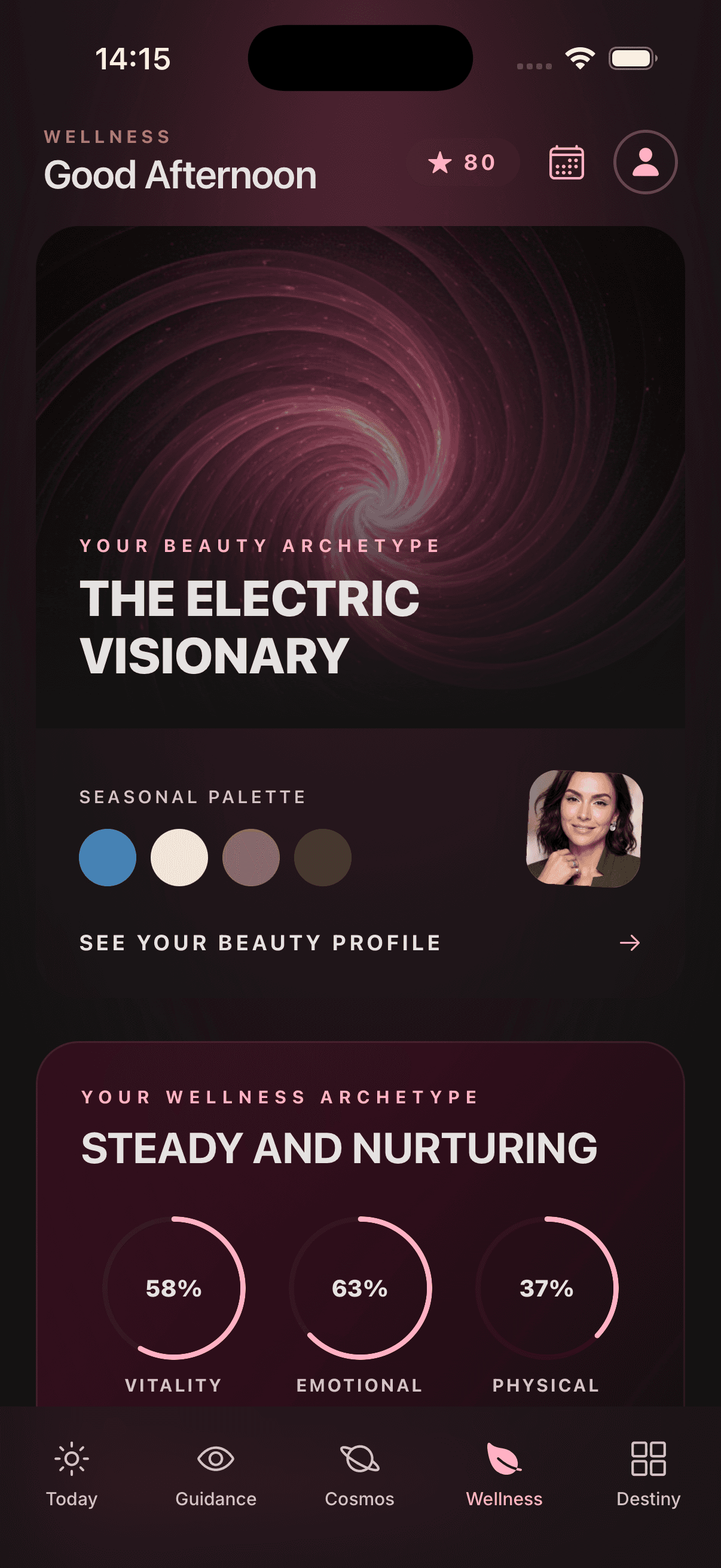 Lunaura wellness guidance screen